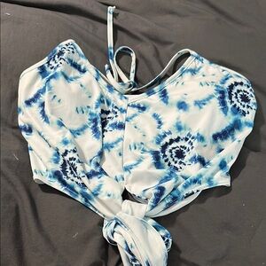 Kortni Jeane Blue Tie Front Cut Out Tank Top Bikini